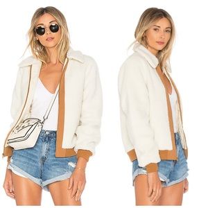 Lovers + Friends White and Tan Teddy Jacket